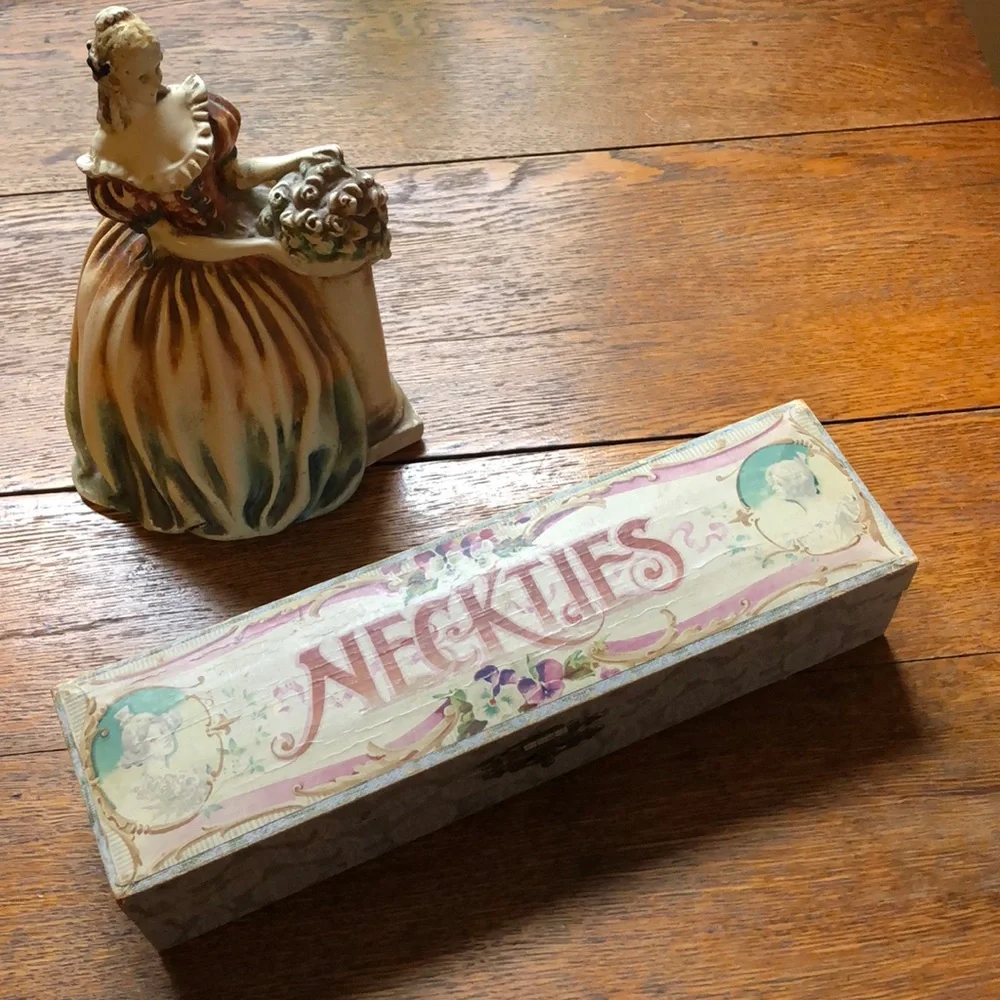 Vintage Wooden Necktie Box Art Deco